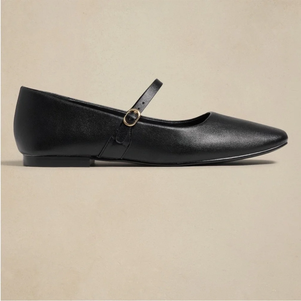 Banana Republic Office Vegan Faux Leather Mary Jane Ballerina Flats Shoes